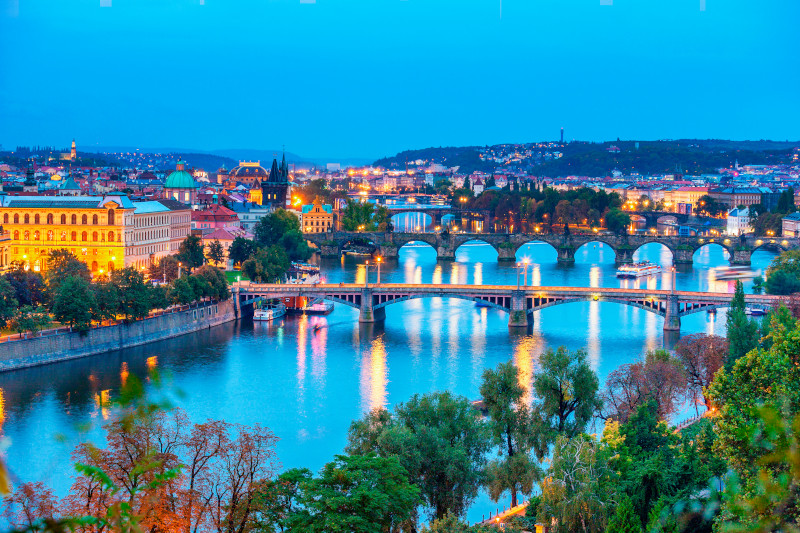 View of Prague by night